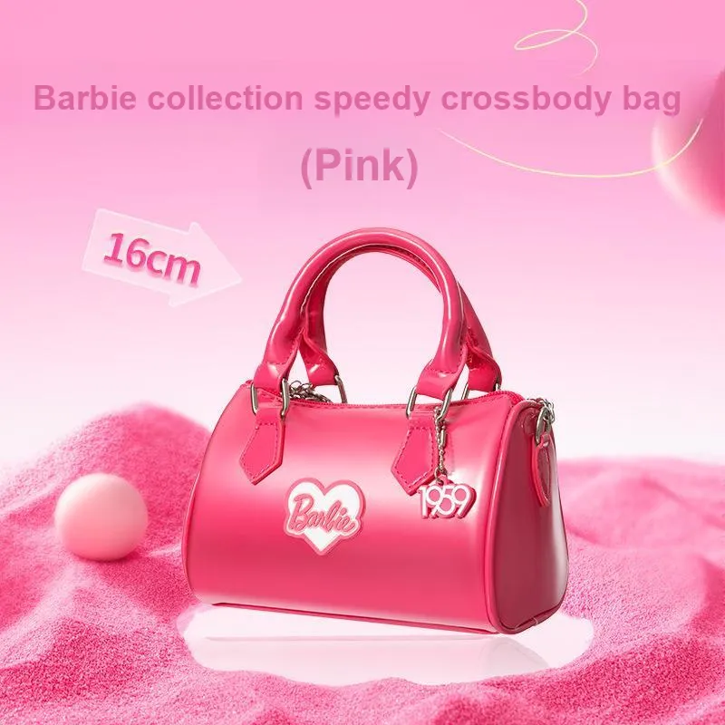 MINISO PU & PVC Crossbody Bag, Handbag Regular Unisex Black/Pink-4