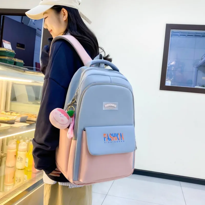 AIBAG Nylon Backpack Unisex Black/Green/Blue/Pink-17
