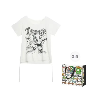 OURUOKE T Shirts Women's White Top Shopping Bag