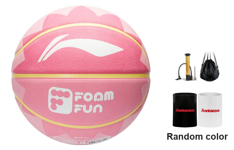 LiNing Rubber Basketball Pink Yellow Size 7 Training Unisex-21