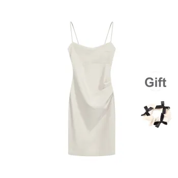 TURN UP Slip Dresses Women's Ecru+Bowknot Hair Tie Comes With