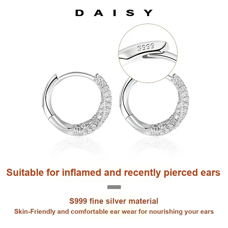 Daisy Dream 999 Fine Silver Earrings Women's-2