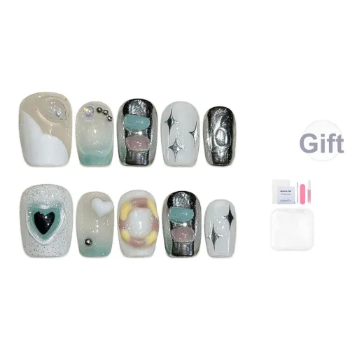 Fanze Осветляющий Handcrafted Pure Desire 3D-эффект Cute Осветляющий False Nail Короткий Square Cartoon Конфетный цвет Smudge 15mm