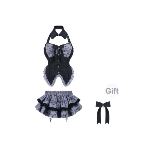 SHAONVYEZI Черный Серый Цвет Женские Комплекты с Юбкой