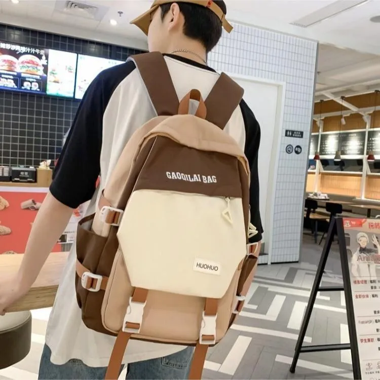 BRABOSTON Nylon Backpack Regular Unisex Black/Pink/Burgundy/Khaki-11