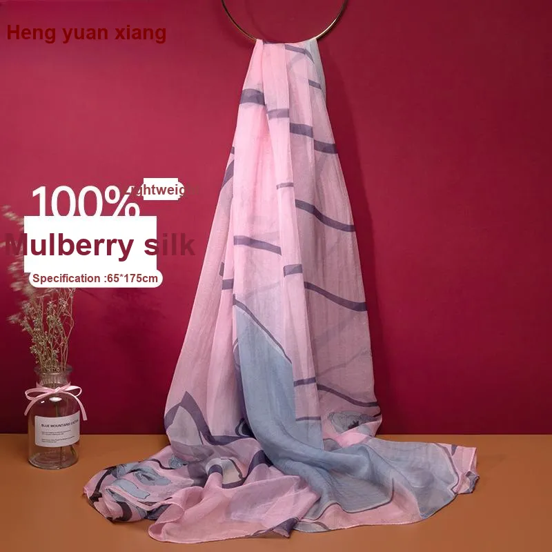 H YXIANG Silk Scarves Women's-13