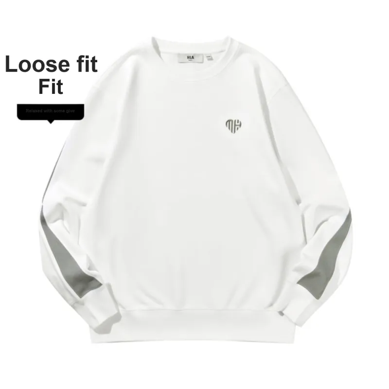 HLA Crew Neck Loose Fit Color Blocking Patchwork Sweatshirt Men's-5