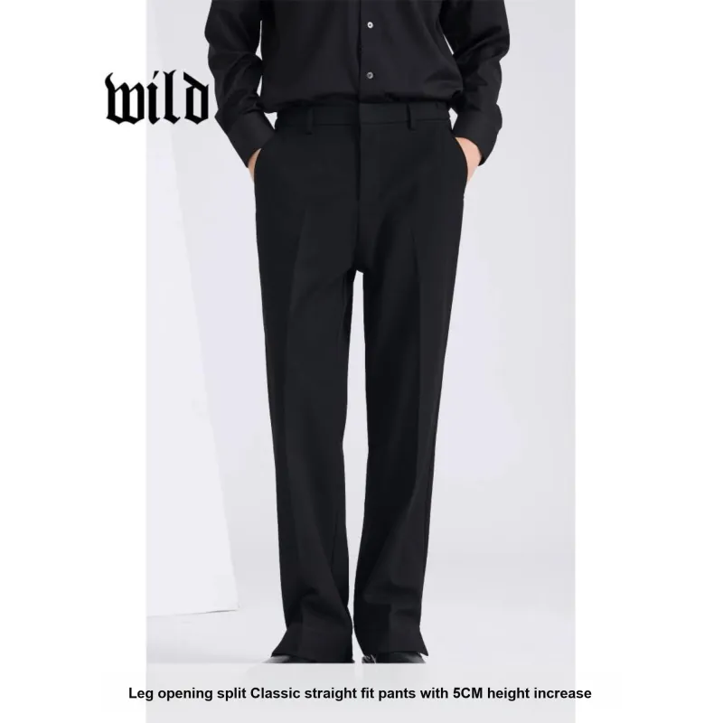 WILD LEADER Suit Trousers Men Black Split Style[XKW4238V08]-2