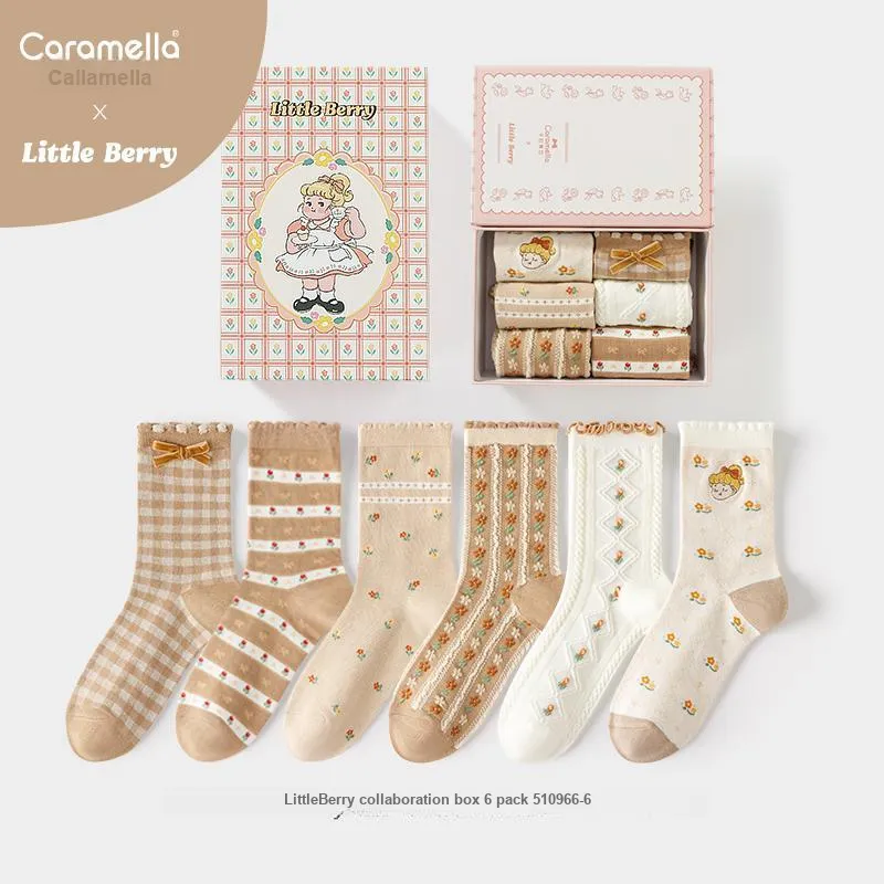 Caramella x Little Berry Mid Calf Socks Women's 6 Pack-11