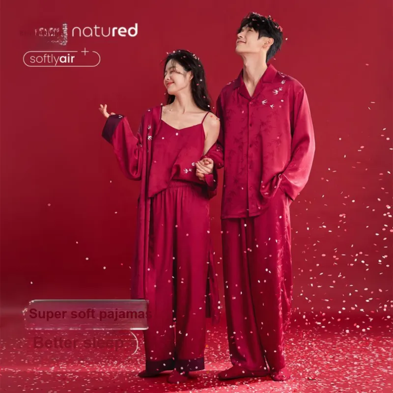 JINGYUN Pajama Set Men's Burgundy-1