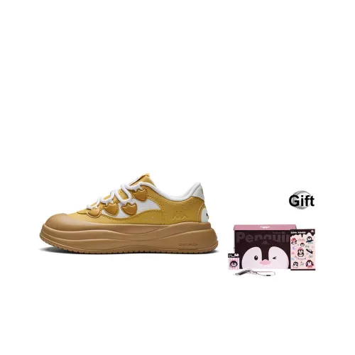 KAPPA Penguin Shoes Спина к Спине визуально увеличивает рост Низкие кроссовки для скейтбординга Женские Цейлон Желтый