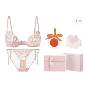 FREELASS Underwear Set Gift Box Set Women's Includes Wardrobe Aromatherapy Clip+Greeting Card Ribbon Pink