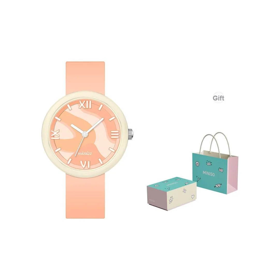 Miniso DOPAMINE Кварцевый механизм Резиновый ремешок Часы Женские Часы Апельсин Циферблат