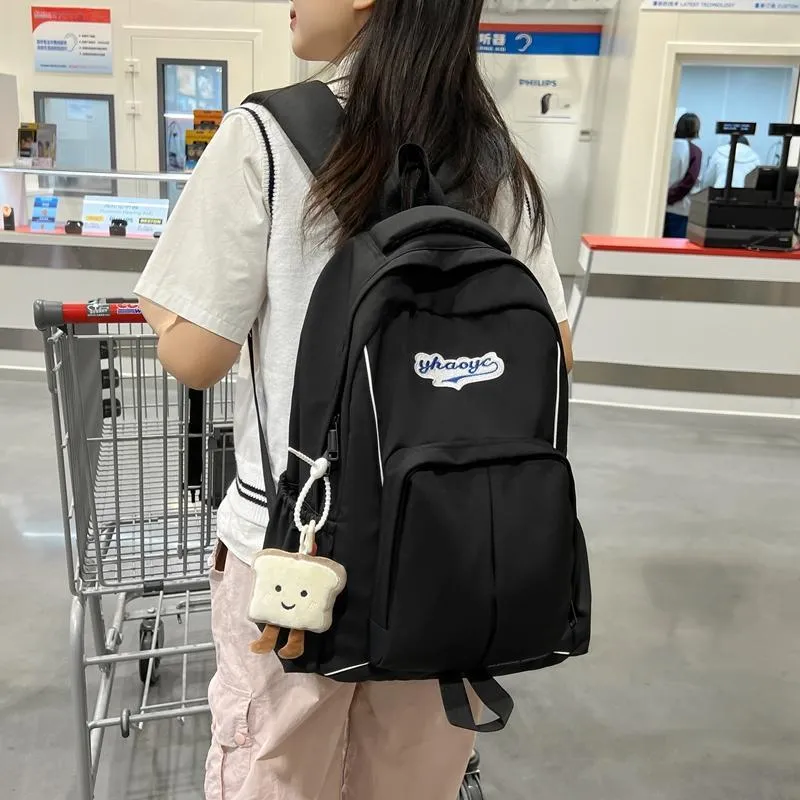 Alcohol Dragon Nylon Backpack Unisex Black/Brown & Light Blue/Pink/Gray-16