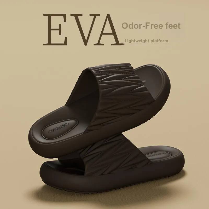 Warm Edge Pleated Slippers Summer Home Indoor Minimalist Style Slip Resistant Couple Bathroom Bathing Home Slippers-8