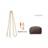 Monogram Makeup Bag with Pure Copper Flat Chain 60cm[Includes 1 Pair of Vegetable Tanned Leather Modified Buckle]