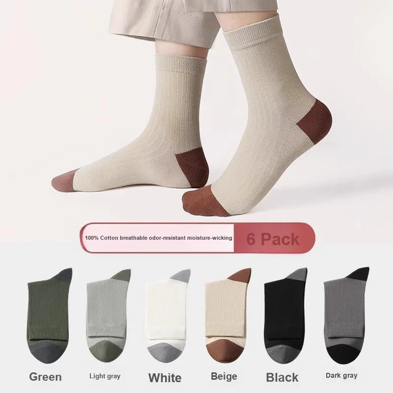 H YXIANG Mid Calf Socks Unisex 6 Pack-1