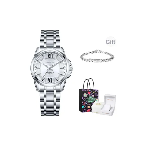 Dickies Винтаж Small Round Watch Наручные часы Кварцевый механизм Розовый циферблат Женские часы Романтическая коробка