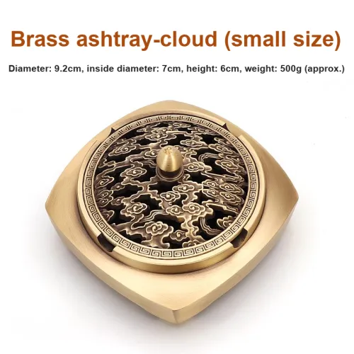 Xuan Rafters Pavilion Brass Ashtray Creative Individual Home Chinese Style With Lid Windproof Decorative Item