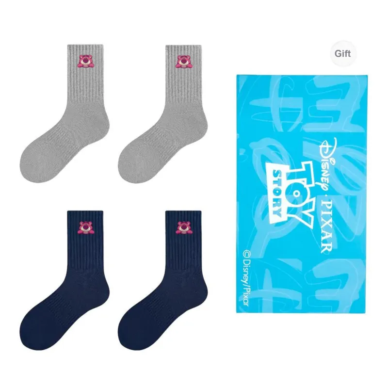 Disney Strawberry Bear Series Mid Calf Socks Unisex Shopping Bag 4 Pack-13