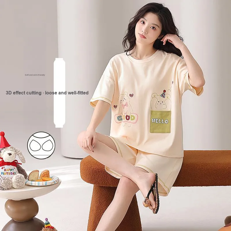 CHUDUAN Pajama Set Women's Apricot-4