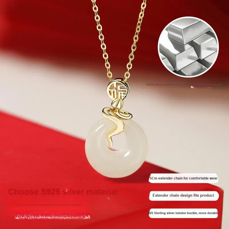 Royal Heaven's Choice Hetian Jade Necklaces Pale Greenish White Jade Unisex-2