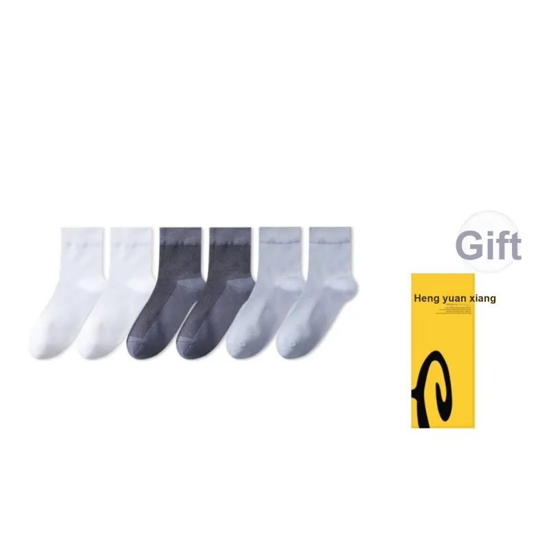 H YXIANG Mid Calf Socks Men's Box 6 Pack-5