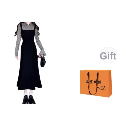 SIXUSICHOU Длинное платье с длинными рукавами женское