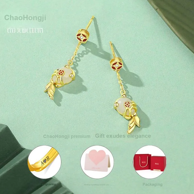 CHAOHONGJI Natural Chalcedony Earrings Women's-2