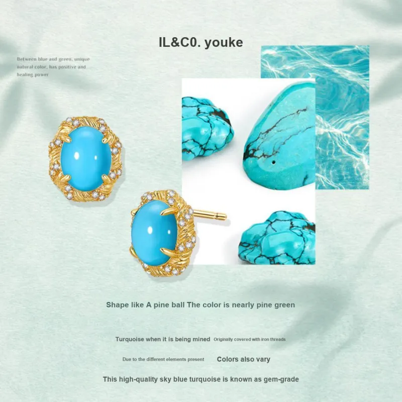 IL&CO. Turquoise Stud Earrings Women's-3