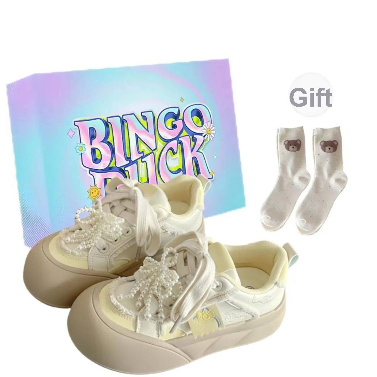 BINGO DUCK Slip Resistant Low Top Skateboard Shoes Women's