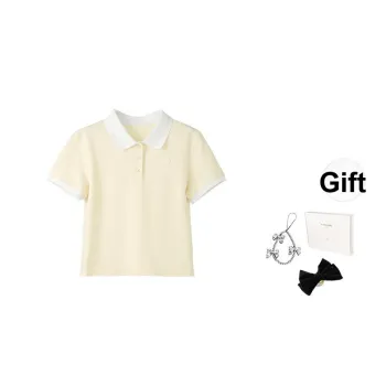 Fstudio Summer Petite Polo Neck Minimalist Outfit Short Sleeved T Shirts Women's