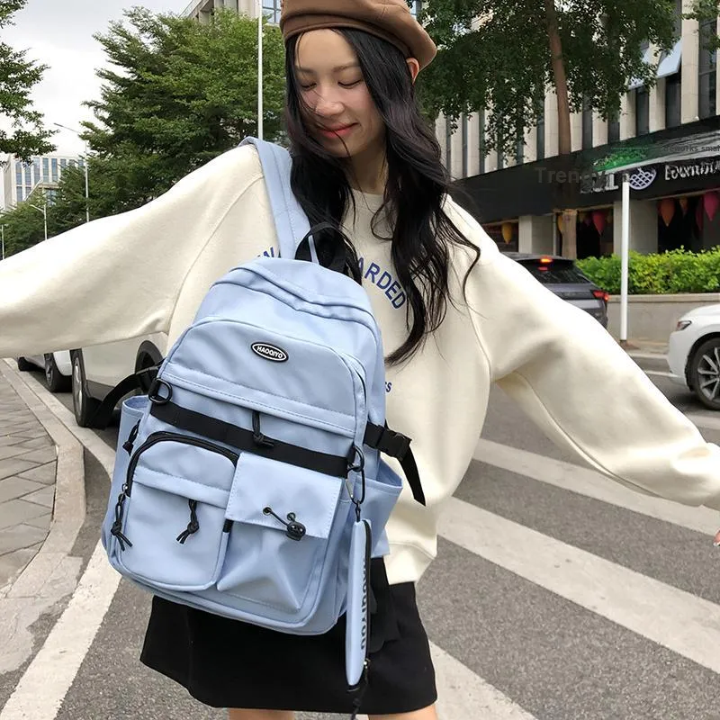 KAMLUI Nylon Backpack Regular Unisex White/Gray/Black/Blue-20