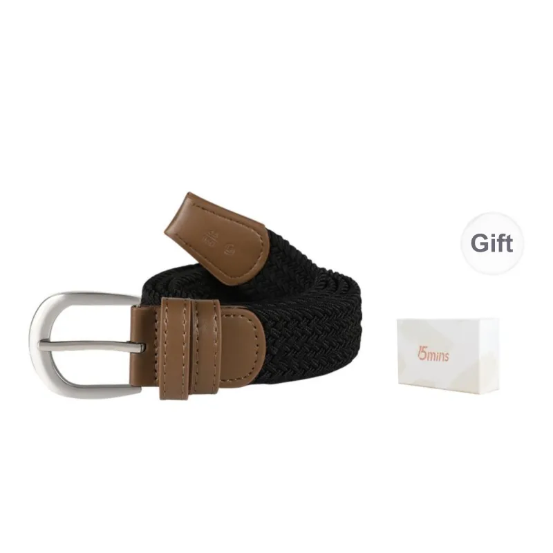 15 MINS Canvas Woven Elastic Pin Buckle Pants Belt Casual Multiple Colors Belt Unisex Width 3.35cm-1