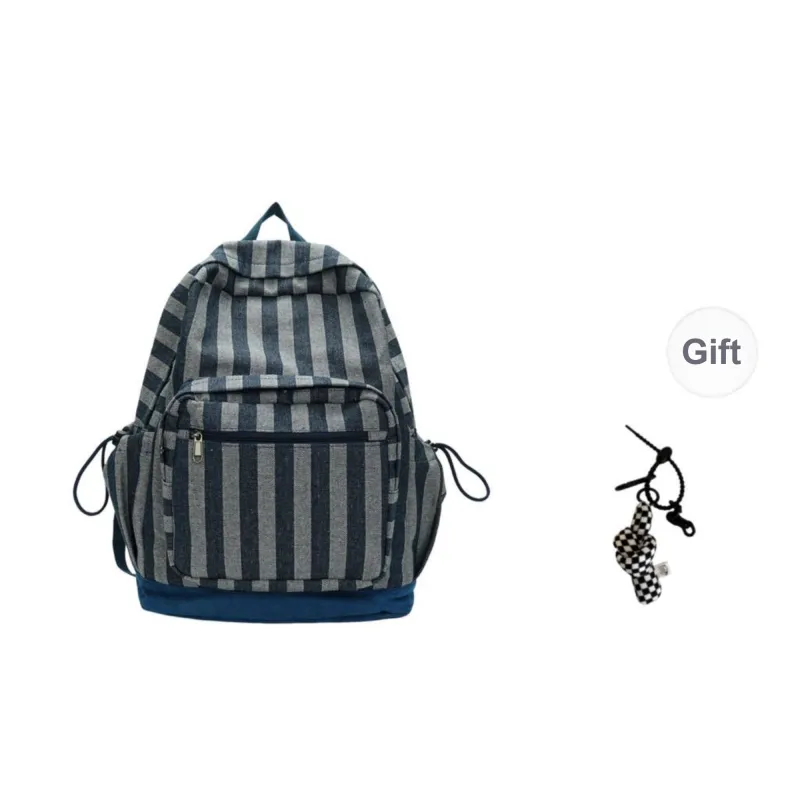 BRABOSTON Polyester Backpack Regular Unisex Red/Blue/Stripes Gray-10