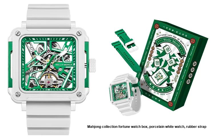 Welly Merck Automatic Mechanical Movement Men's Watches Watch 43 Cut Out Dial Stainless Steel Case Rubber Strap WM091L