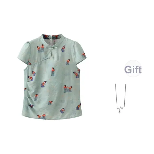 GVVUR Синий Little Man Женские Рубашки