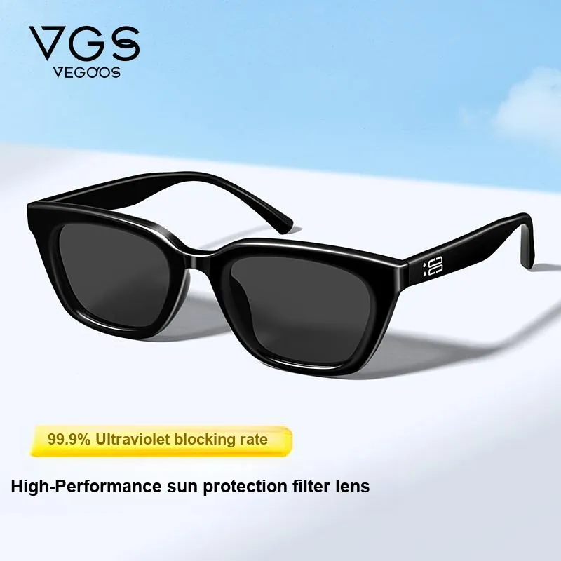 VEGOOS TR/Memory Plastic Cat Eye Sunglasses Unisex Black-2
