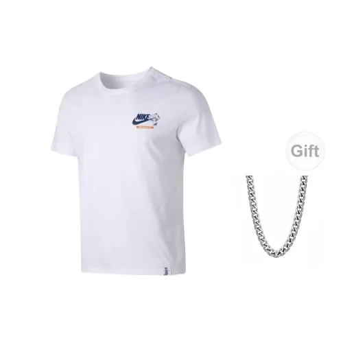 Nike T-Shirts Men White+Necklaces