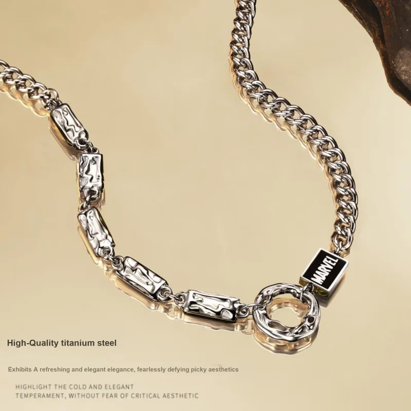 Disney x MARVEL Titanium Steel Couple Necklace For Men And Women's Men's Silver-14