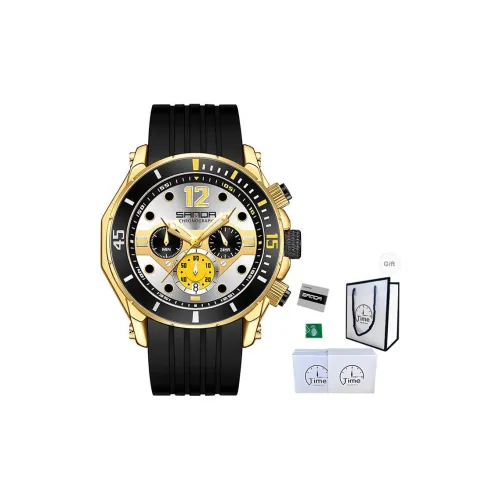 Sanda Кварцевый механизм силиконовый ремешок мужские часы черный циферблат