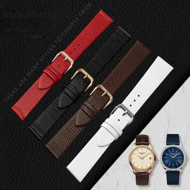 WOALMORN Movado Longines Ipo Road Tissot Lizard Pattern Compatibility Watch Band Genuine Leather Material-3
