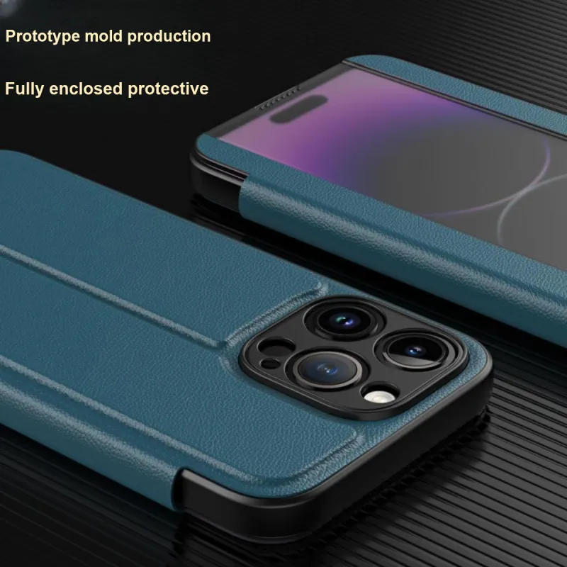 Record Star Leather Material Strong Magnetic Minimalism Phone Cases Compatibility IPhone16ProMa Business Formal-4
