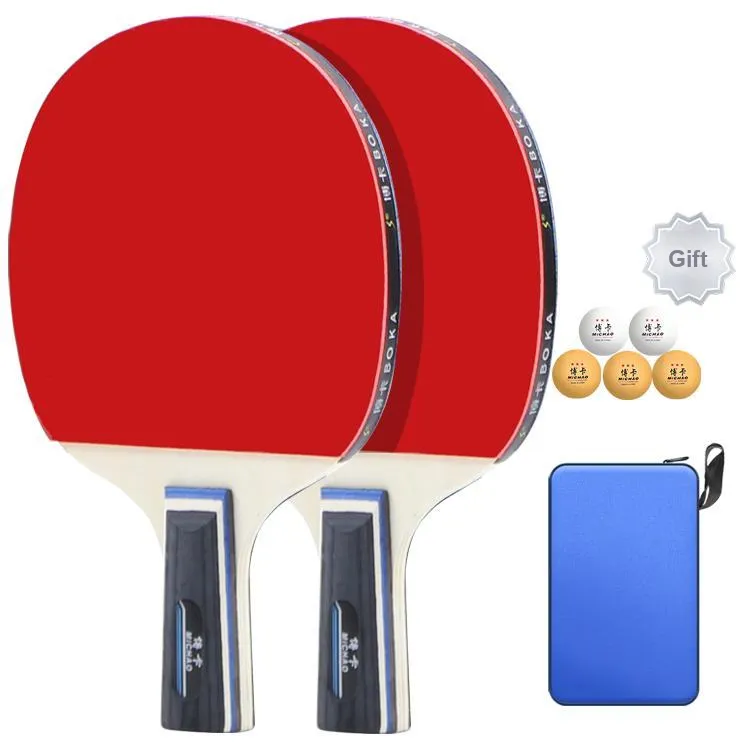 BO KA Entertainment Star Rating Ping Pong Paddles Unisex All Wood Base Black Red Double Beat-2