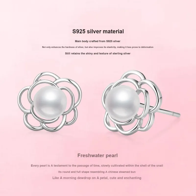 LAOMIAO Pearl Stud Earrings Women's-7