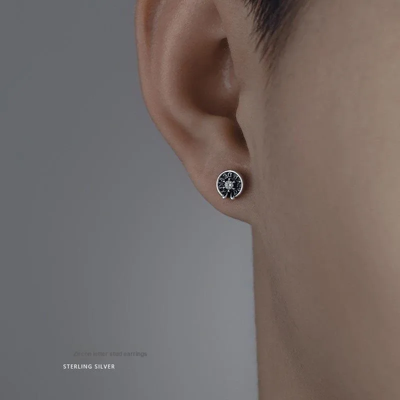 GUDUD S925 Silver Stud Earrings Men's-3