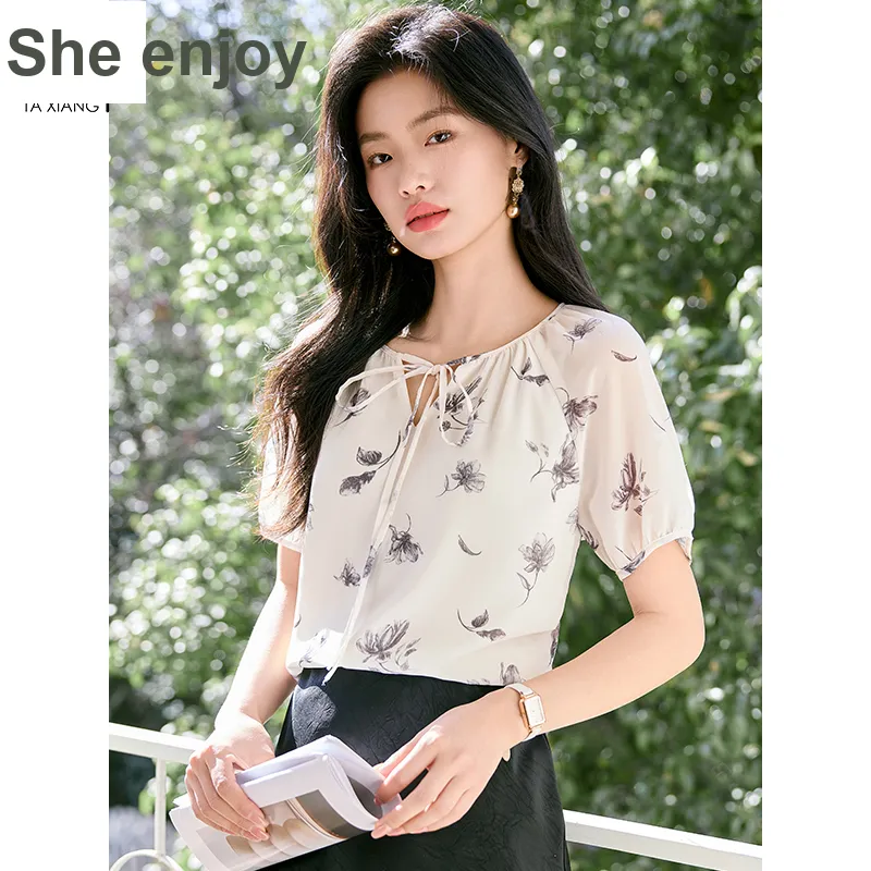 She Enjoys Chiffon Shirt Women's Ecru-5