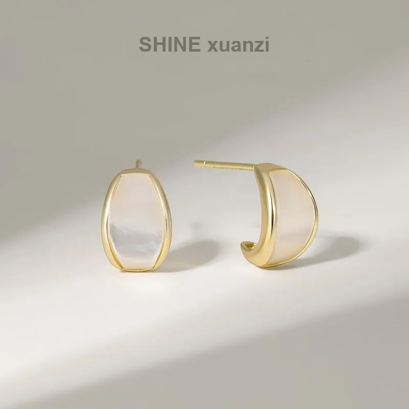 SHINE Shell 14K Gold Plated Earrings Women's-1