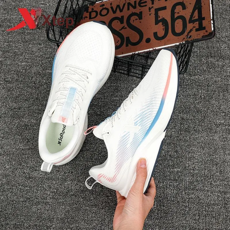 XTEP Cushioning Lightweight Low Top Running Shoes Men's White Blue-6