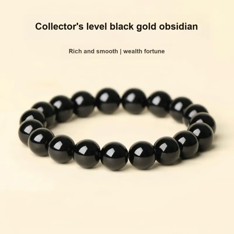 Stone On The Line Natural Obsidian Bracelets Unisex-1